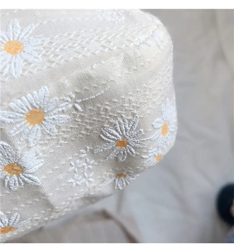 Trendy custom daisy flower printing bag women canvas shoulder tote bags