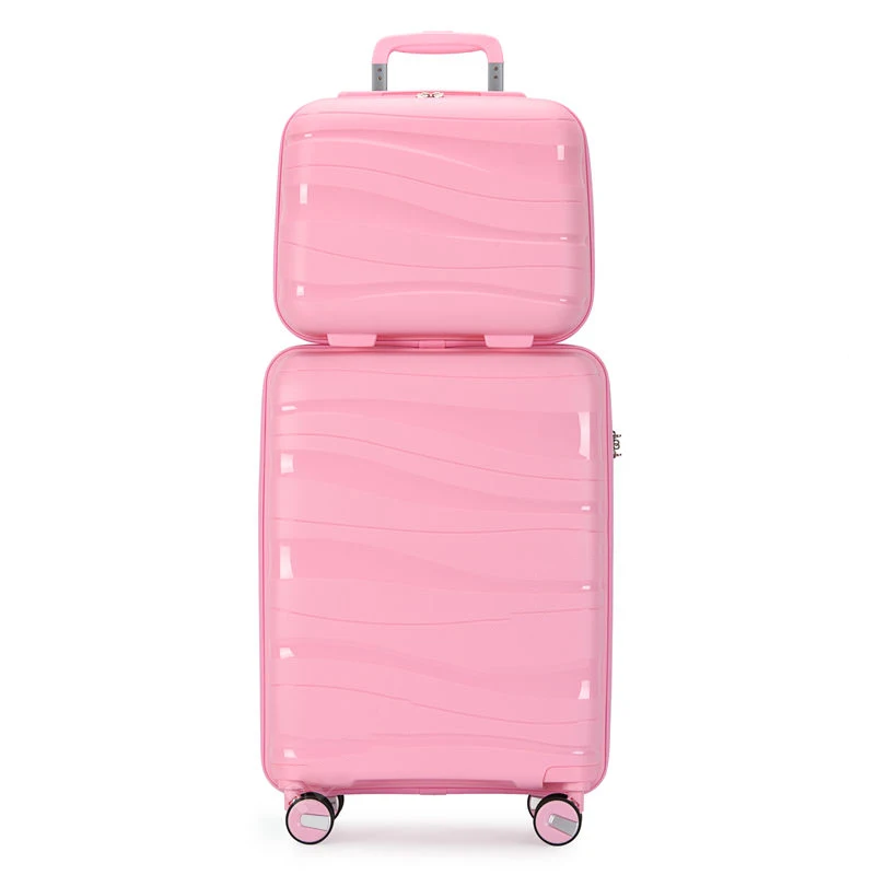 2023 Wholesale Customized PP Hard Shell Luggage Carry On Hand Travel Trolley Case Bag Pink  Suitcase Luggage 3 pec Set