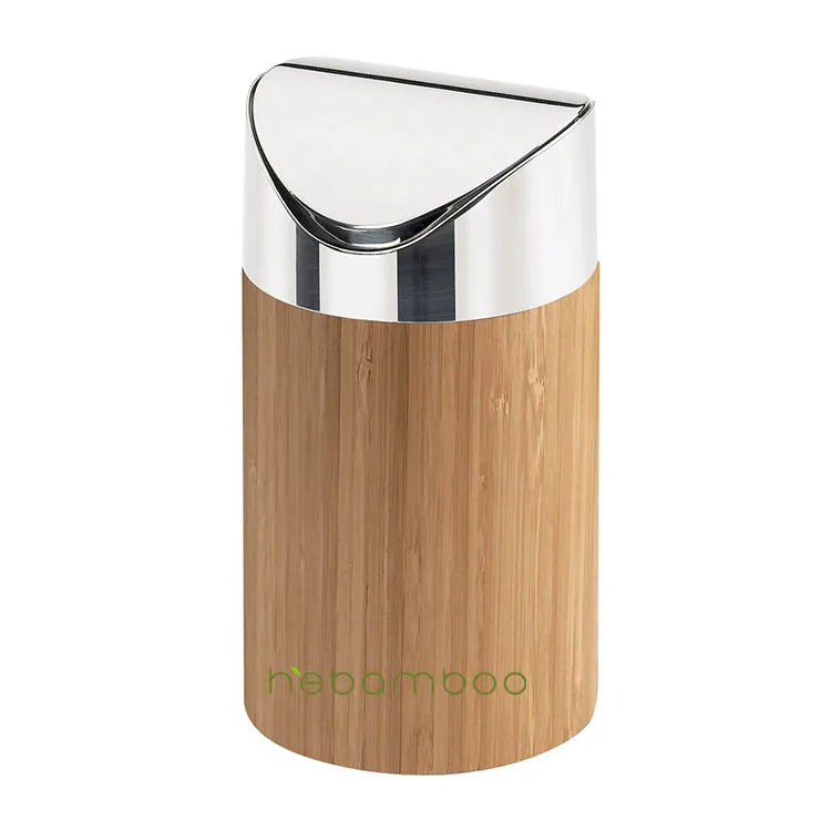 
Stylish Homeware Wood Sealed Bamboo Dustbin Trash Can with Detachable Lid 