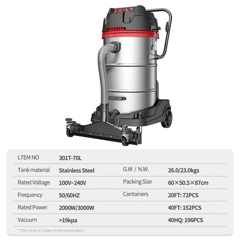 Multifunctional Use Hand Car Vacuum Cleaner 240V Vacuum Toner Cleaning Machine 70L Hard Floor Vacuum Cleaner