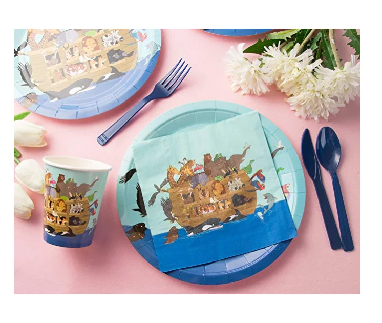 Custom Noahs Ark Animals Baby Shower Party Supplies Pirate Theme Tableware Sets Birthday Party Decoration For Children