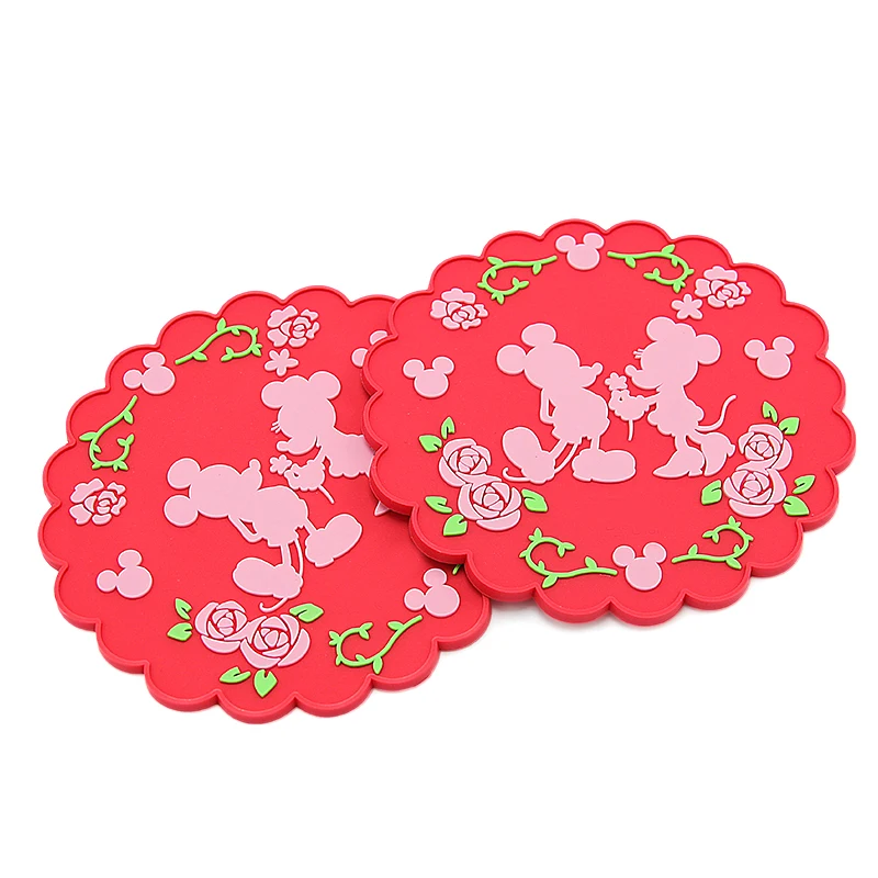 Custom Design Pvc Silicone Coasters Cute Cartoon Coffee Cup Pad Rubber Soft Pvc Silicone Cup Coaster