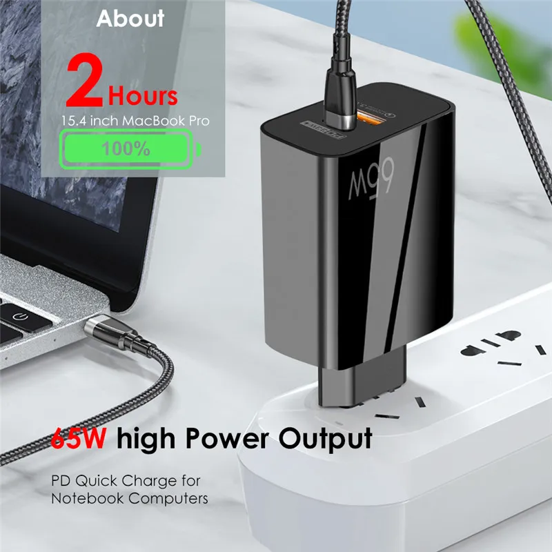 Wholesale Price 65W Quick Gan Charge Type-C PD USB Charger Adapter QC3.0 Fast Power Charger