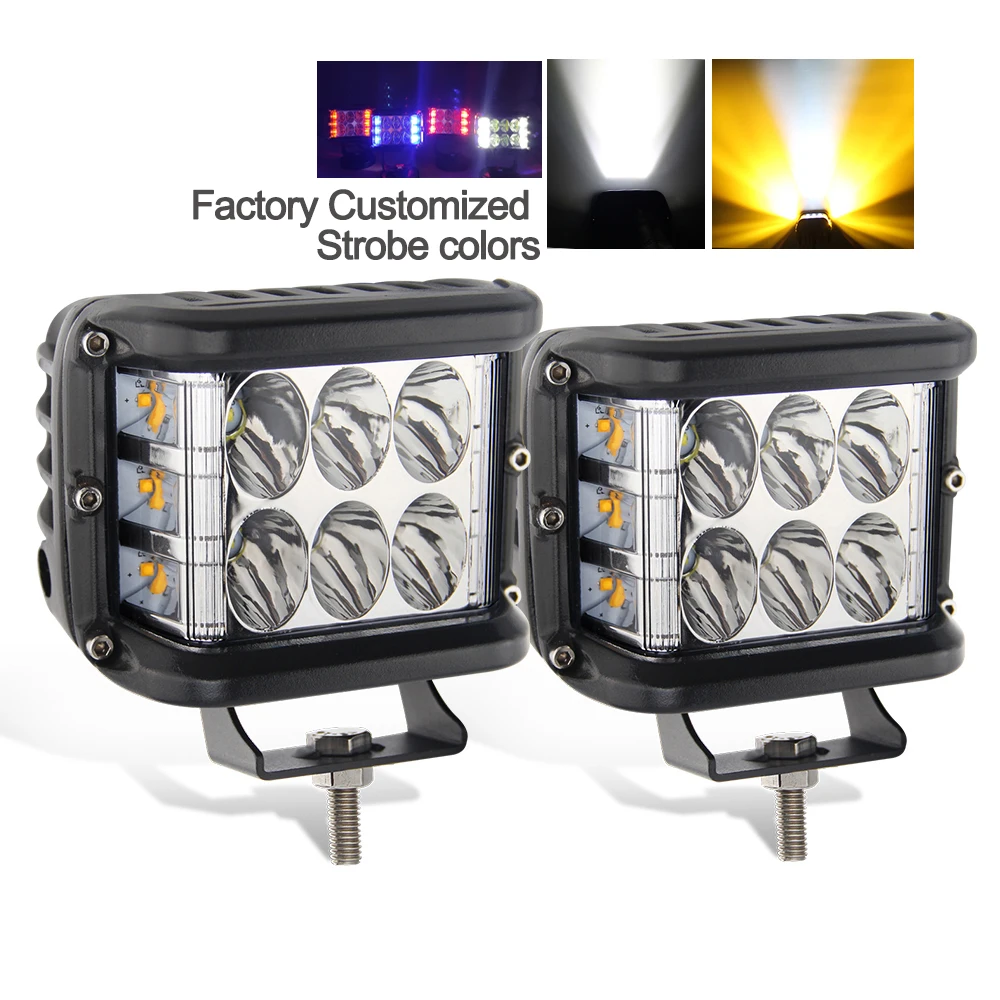 Factory Led Strobe Pod Yellow White Bule Red Led Driving Auxiliary Motorcycle Offroad Truck 3 inch Side Shooter Led Work Light