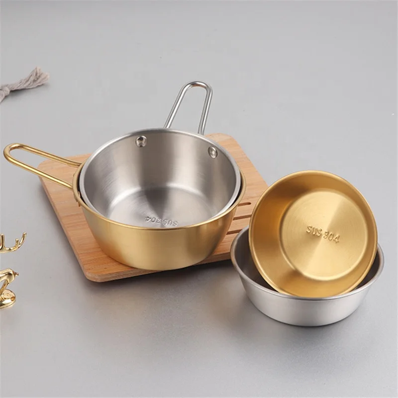 stainless steel Korean-style Seasoning sauce Multipurpose With handle rice wine bowl