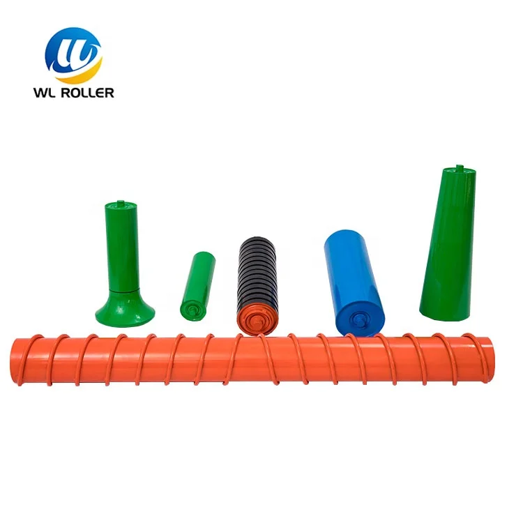 Long life mining used conveyor rubber spiral impact idler roller