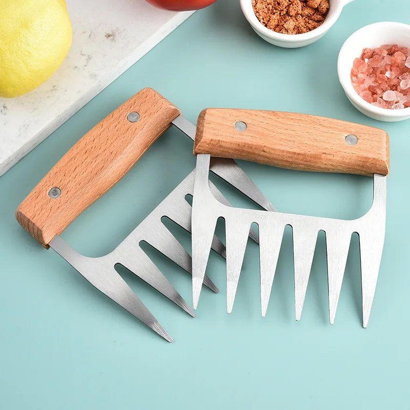 Металлическая Мясорубка с медвежьим когтем вилки для мяса из нержавеющей стали ручкой барбекю измельчитель вытягивания ультра-острые лезвия