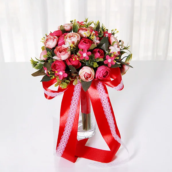 Romantic Artificial Colorful Flowers Bridal Hand Holding Rose Wedding Bouquet