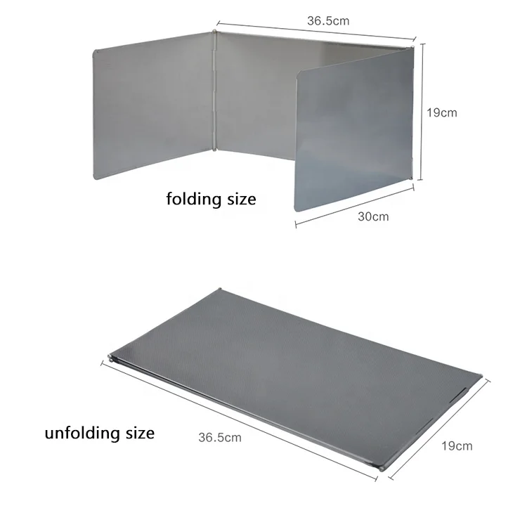 Outdoor camping high quality foldable  thick stainless steel stove burner windscreen  portable outdoor cooking wind shield
