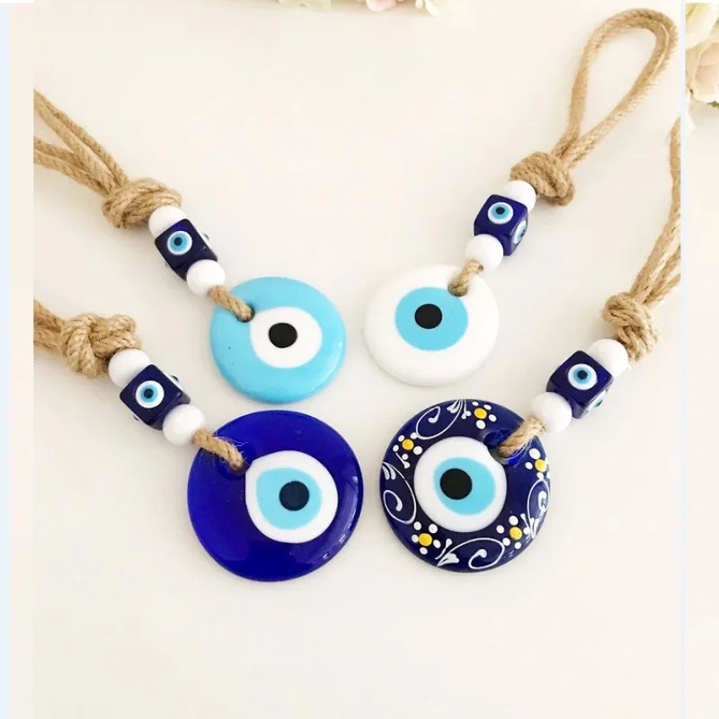 Evil Eye Car Hanging Ornament Rear View Mirror Glass Decor Nazar Amulet Protection Charm Wall Pendant for Home Decor