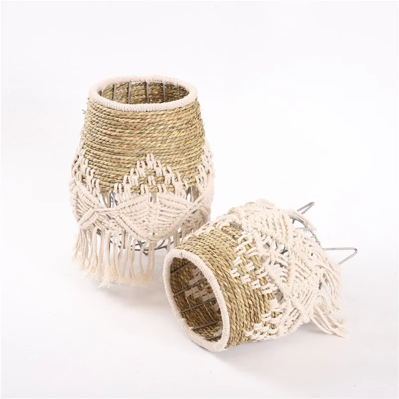 New Design Sea Grass Cotton Rope Hurricane Candleholder  For Home Decoration