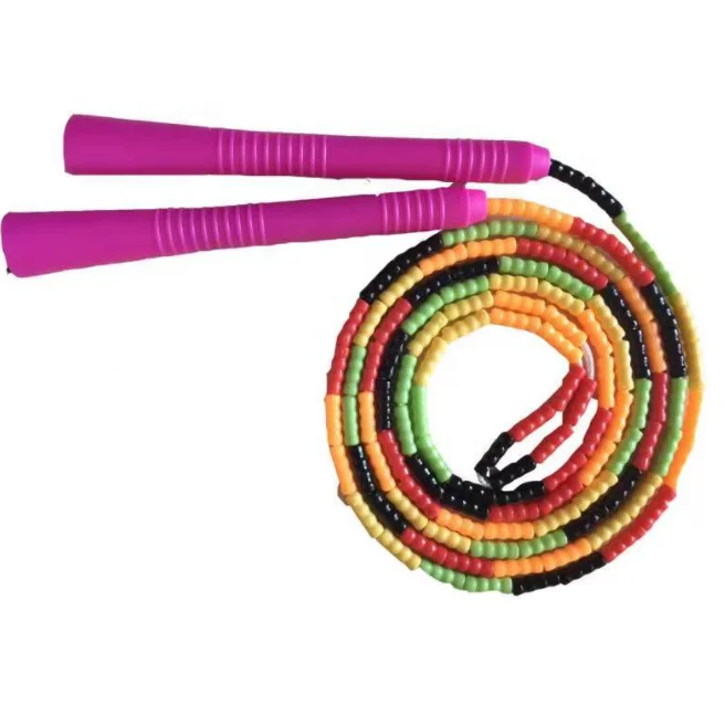 Lightweight and Beaded  rainbow color Exercise Jump Rope soft beaded skipping Rope for Kids