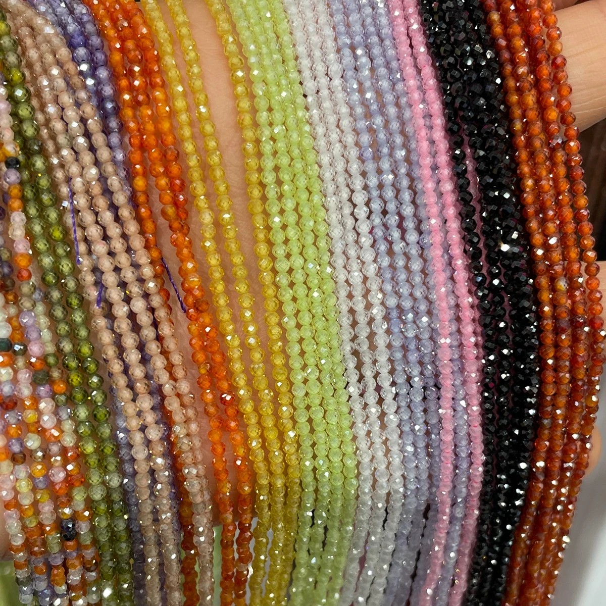 2mm 3mm  Shinning Faceted Zircon Loose Beads Strand Material For DIY Making Jewelry Bracelet Necklace Beads & Accessories