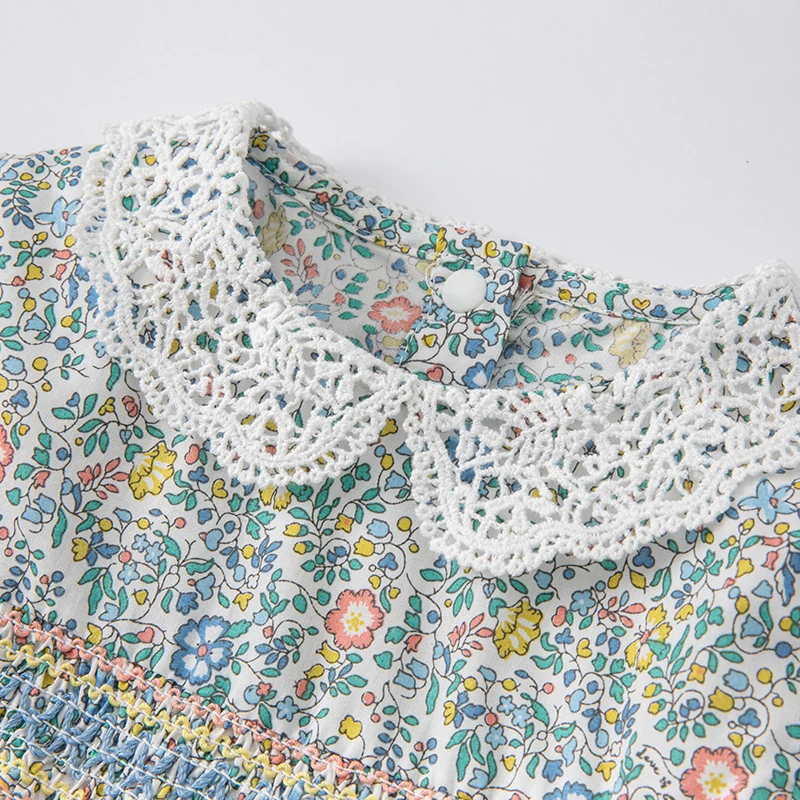 DB1220518  dave bella spring new born baby girls fashion cartoon plaid jumpsuits infant toddler clothes children romper 1 piece