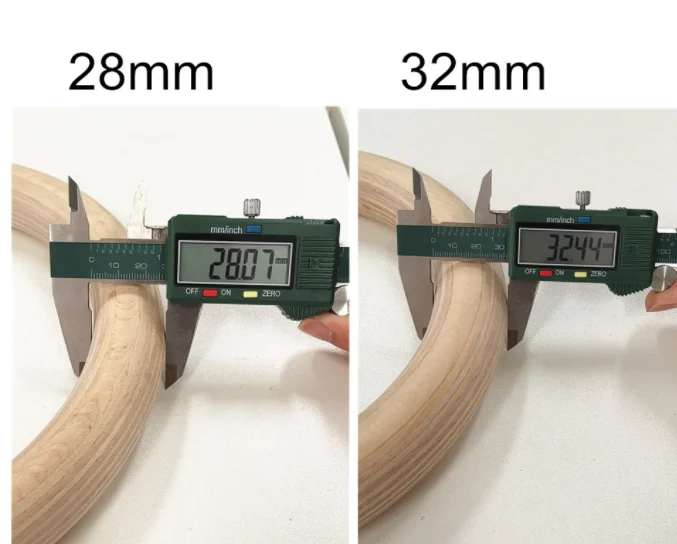 Logo Printed Wooden 28mm 32mm Pull Up Muscle GYM Ring nylon straps Gymnastics Athletic Dip Rings