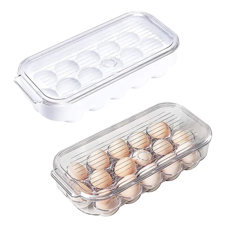 16 Pieces White Refrigerator Egg Storage Box Clear Egg Container Tray Plastic