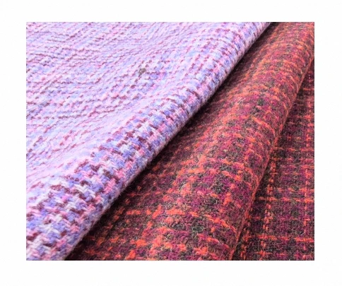 Wholesale wool fabric clothing plaid fabric textile woven wool coarse tweed clothing fabric