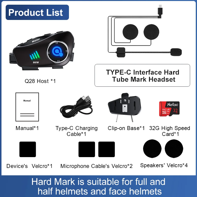 Latest Model Q28 Motorcycle Helmet Dashcam with APP Headset JL 5.3 High Definition Video Camera for Mountain Biking