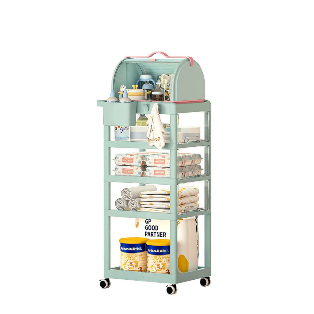 4 Tier Bedroom Trolley Baby Utility Rolling Storage Holder Accessories Storage Organizer Shelves In Hand Cart Kitchen Rack