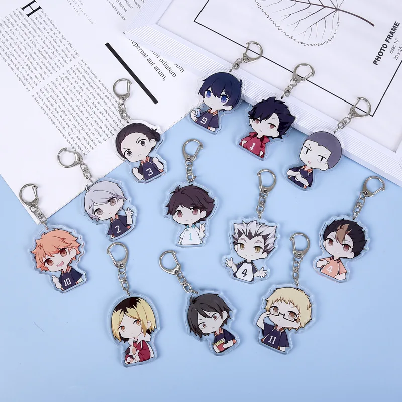 No MOQ high quality Wholesale kawaii printed cute anime cartoon plastic custom acrylic charms keychains