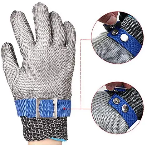 Guantes De Malla De Cadena Carnicero Luvas De Malha De Aco Stainless Steel Wire Glove Cut Resistant Butcher Steel Wire Gloves