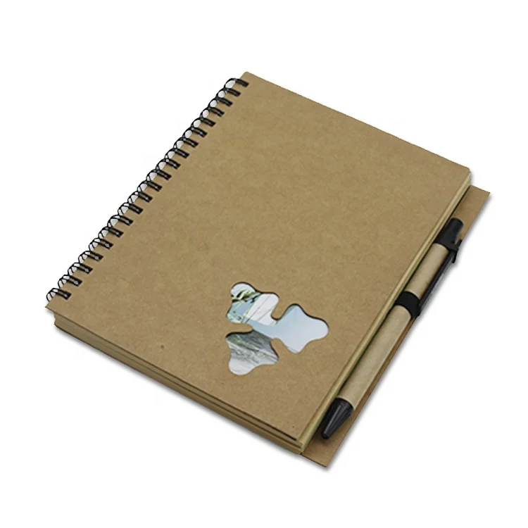 wholesale cheap bulk A5 soft cover recycled kraft cover spiral notebook