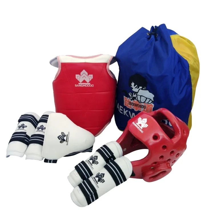 Wholesale whole sets martial arts sparring protector equipment customized logo durable pu training taekwondo body guard set