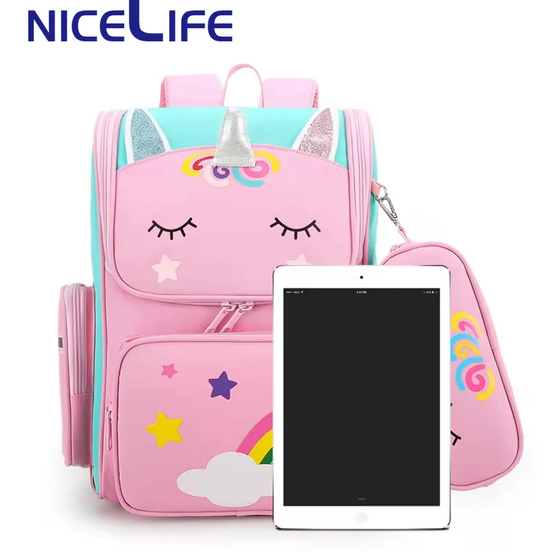 Hot Selling Kids Trolley Schoolbags 2Pcs Unicorn Backpack Pencil Bags Set Large Capacity Trolley Backpack For Girls