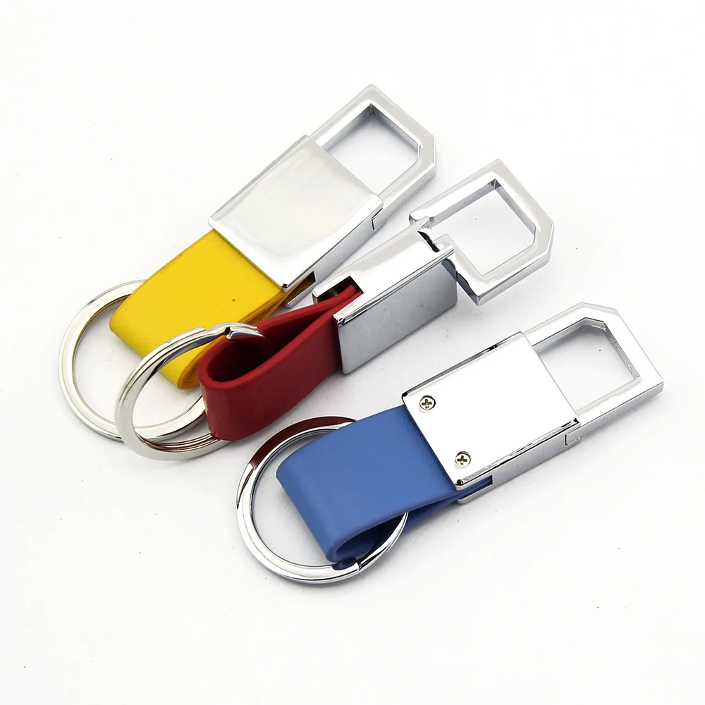 Custom shape carabiner cartoon rotating metal and leather keychain billet stainless steel metal craft gift manufacturer