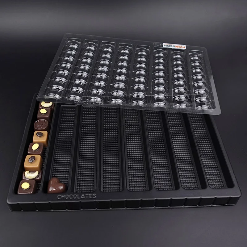 Custom 48 chocolates plastic blister tray with clear lid truffle candy display packaging