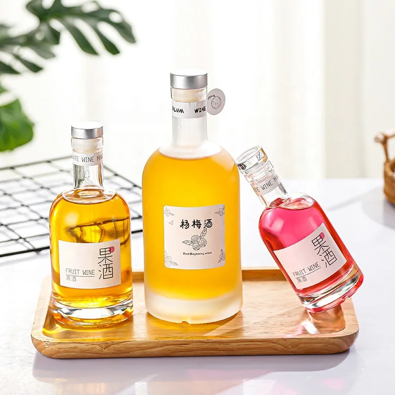 100ml 200ml 375ml 500ml 750ml 1000ml Glass Bottles for Honey Sauces Fruit Juice wine Rum Gin Vodka