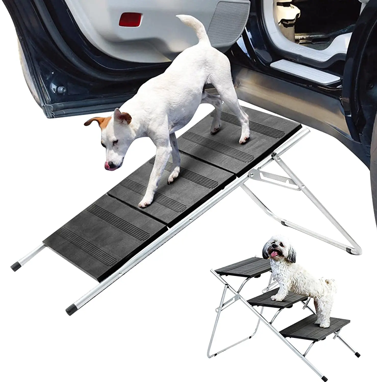Metal Dog Ramp for large and small Dogs Pets Dog stairs steps folding for sofa bed cars Indoor and Outdoor