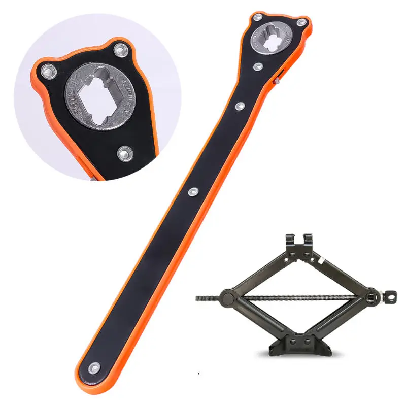 HAIYUAN High quality 2 in 1 Swivel Steel Scissor Lifting Car Labor Saving Jack Ratchet Rachet Wrench Car Jack Lifting Wrench