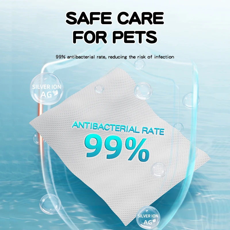 Disposable Nonwoven Alcohol Free Dog Pet Tear Stain Remover Pet Wipes Organic Biodegradable Pet Wipes  for cleaning ears, eyes