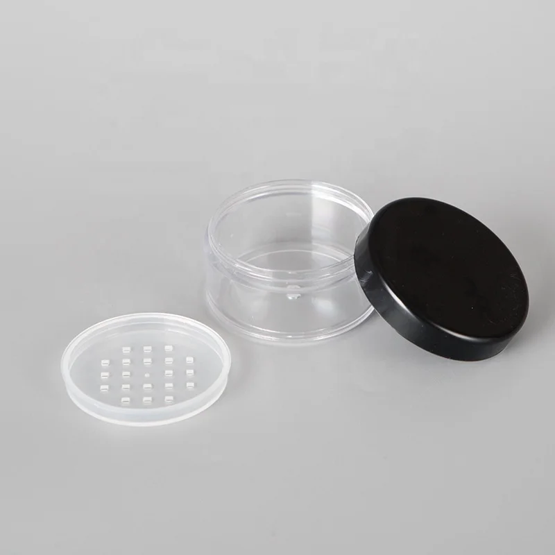 30g/50g Plastic Loose Powder Jar With Sifter Empty Cosmetic Container Black Matte Cap Makeup Compact Portable Loose Powder Box