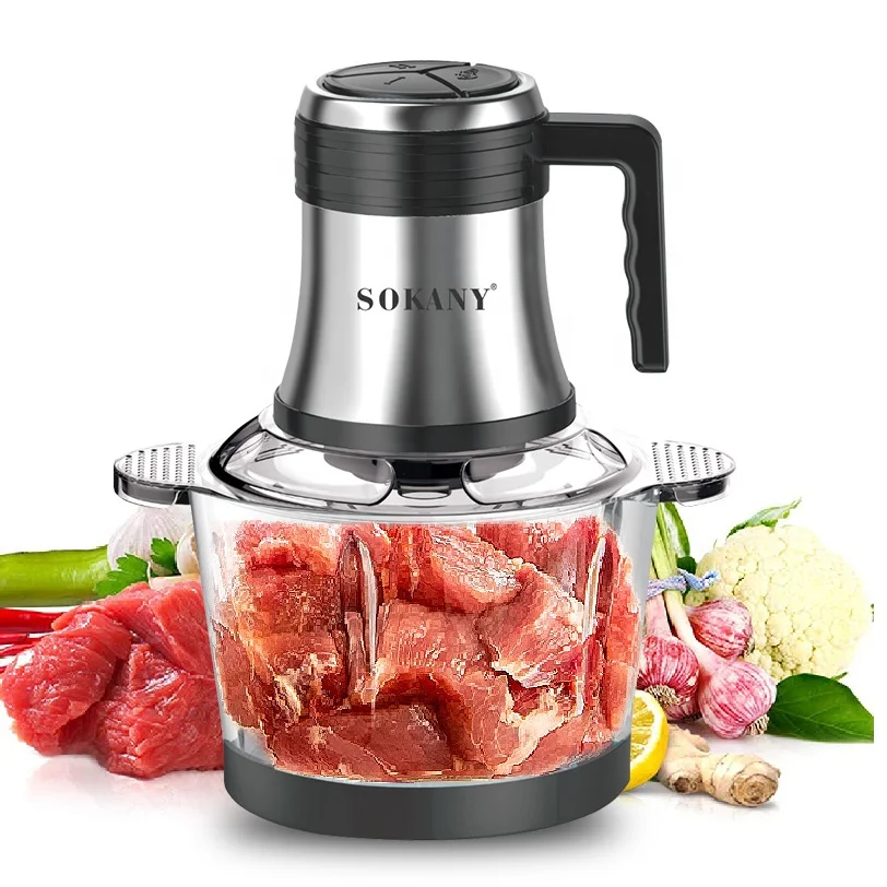 Мясорубки и Слайсеры SOKANY 3L из нержавеющей стали для домашнего использования пищевой измельчитель мяса овощей фруктов орехов электрические