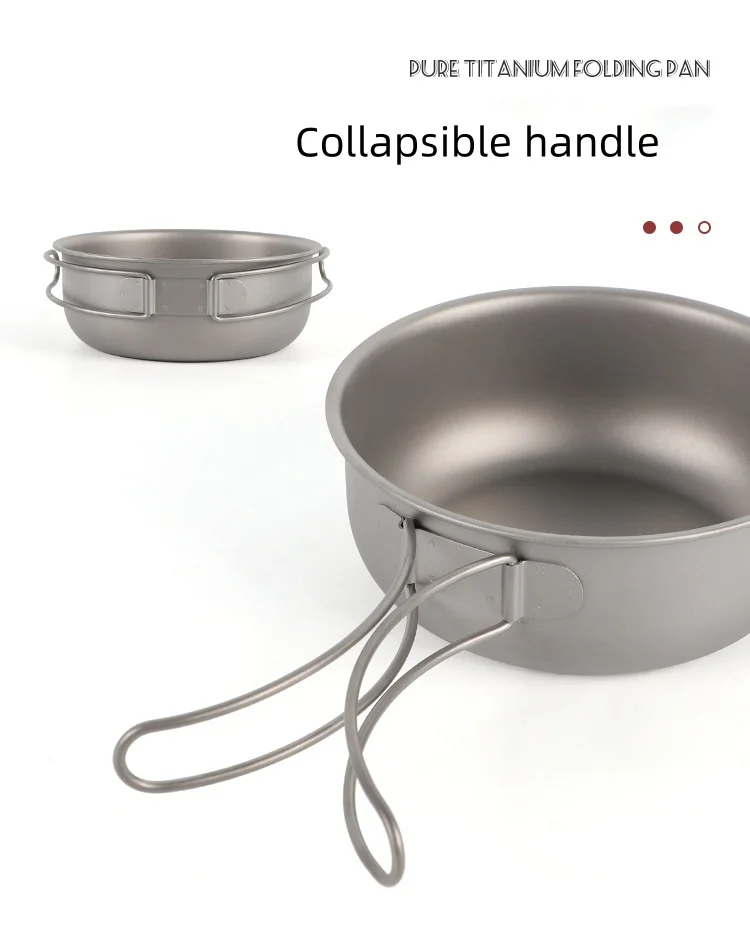 Wholesale multifunction China factory hot sale 200ml - 700ml light weight travelling pure titanium pans for outdoor camping