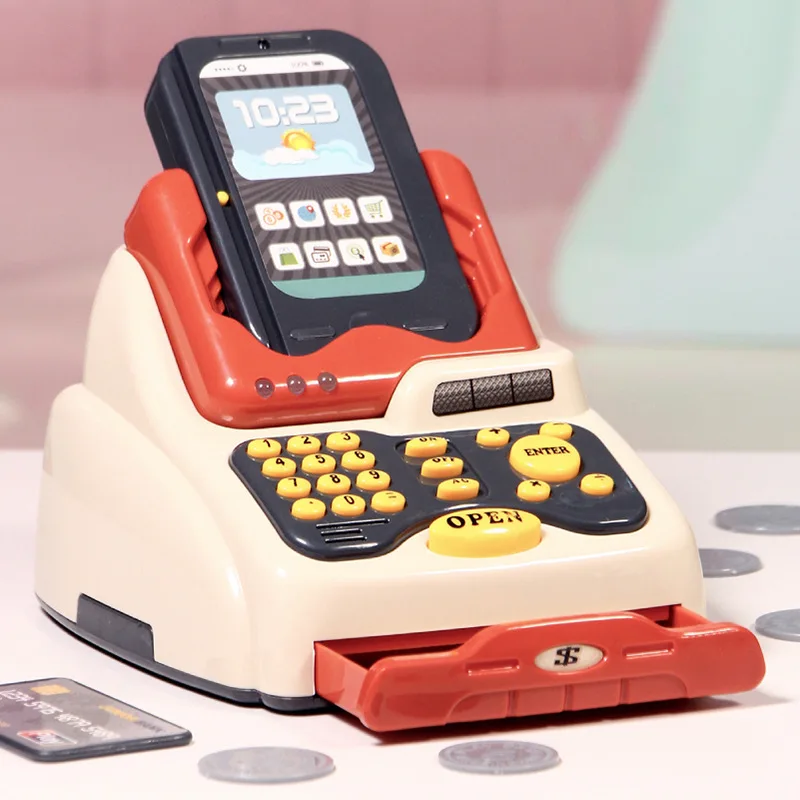 Wholesale Kids Supermarket Play Set Cash Register Toys With Shopping Cart Mini Light Sound Scanner & POS Machine Kitchen toy