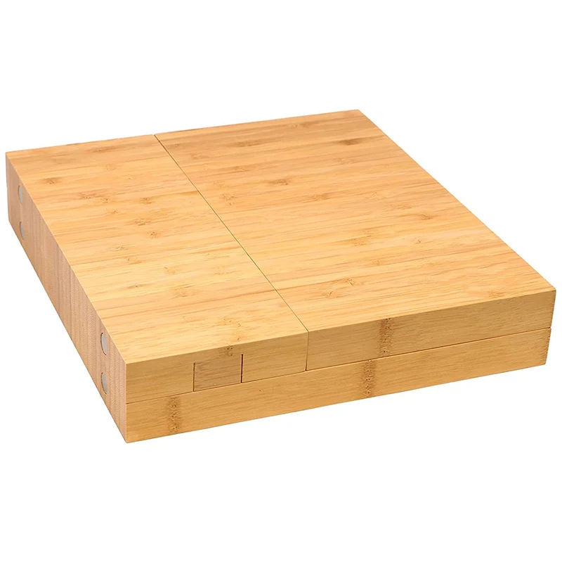 Foldable Bamboo Magnet Rolling Tray, Built-in Ashtray for Cigarette