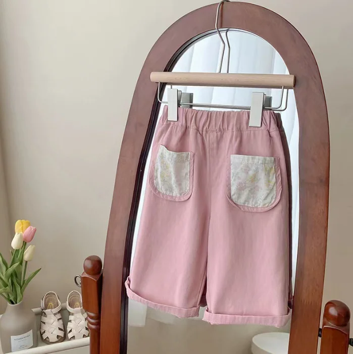 Wholesale 2024 Girls summer casual pants thin  loose wide leg pocket pants kids
