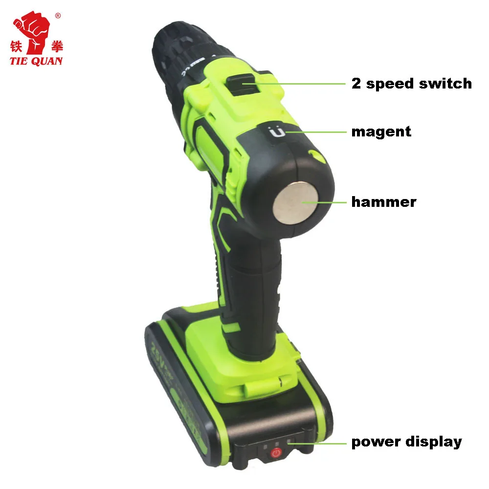 25 volt lithium ion industrial cordless drill with hammer