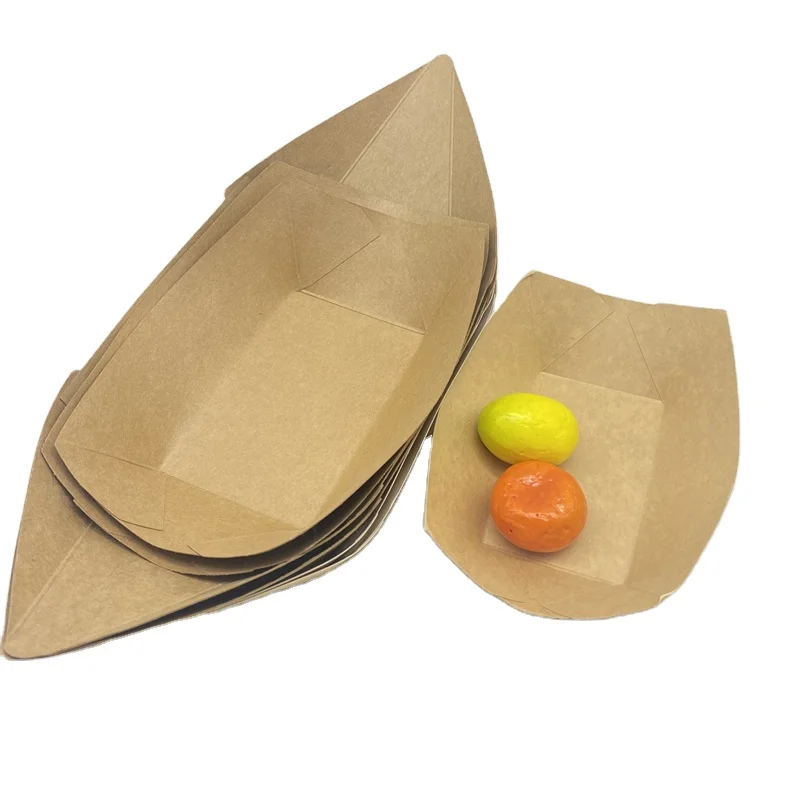 Factory Price of Disposable Kraft Paper Food Tray/ French Fires Boat/ Fast Food Tray