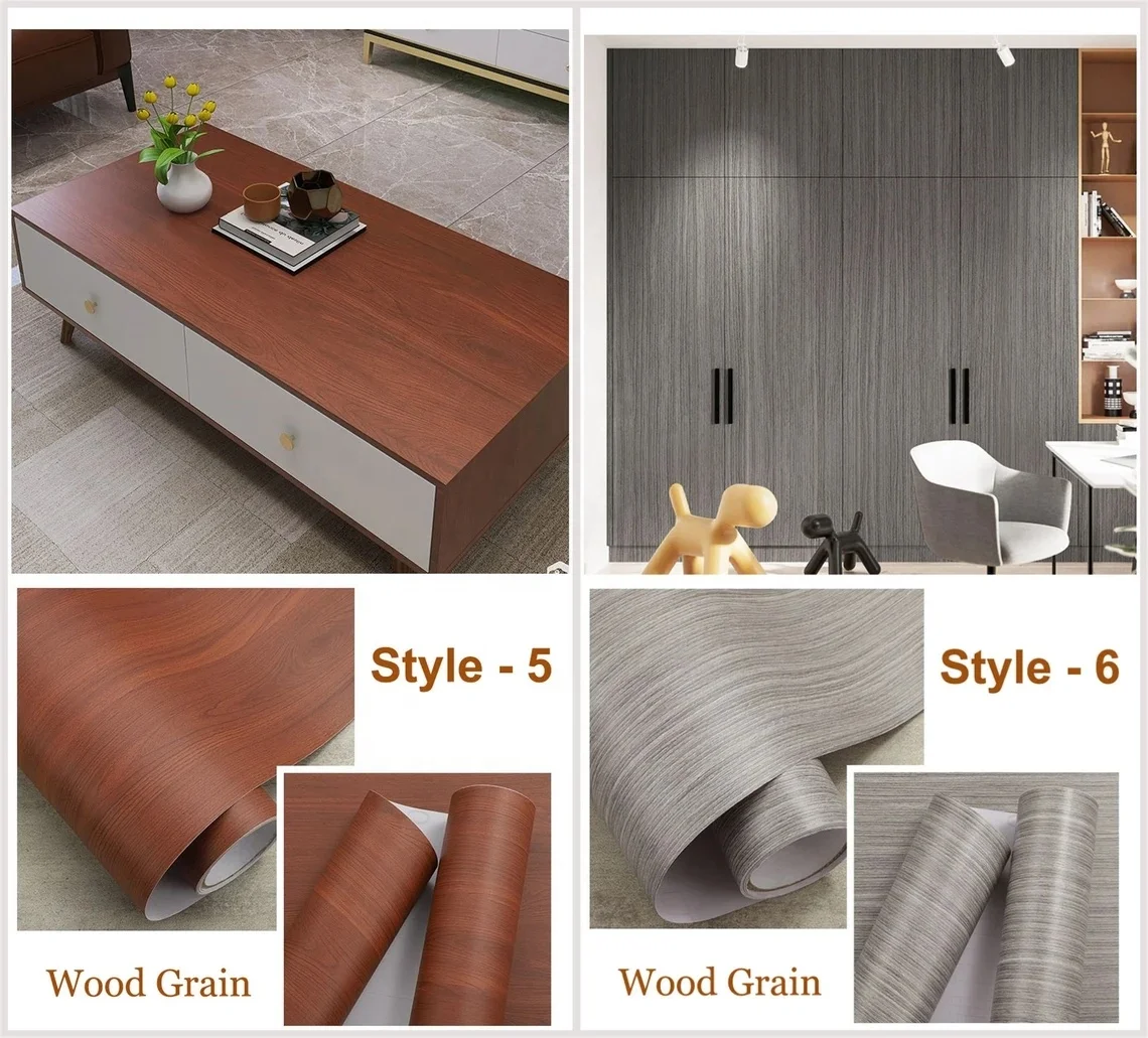 decorative wood grain pvc film roll for furniture vinyl wrap