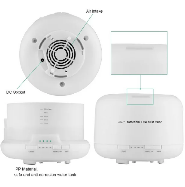 OEM 1000ML Air Humidifier ultrasonic machine With Remote control LED night light essential oil diffuser