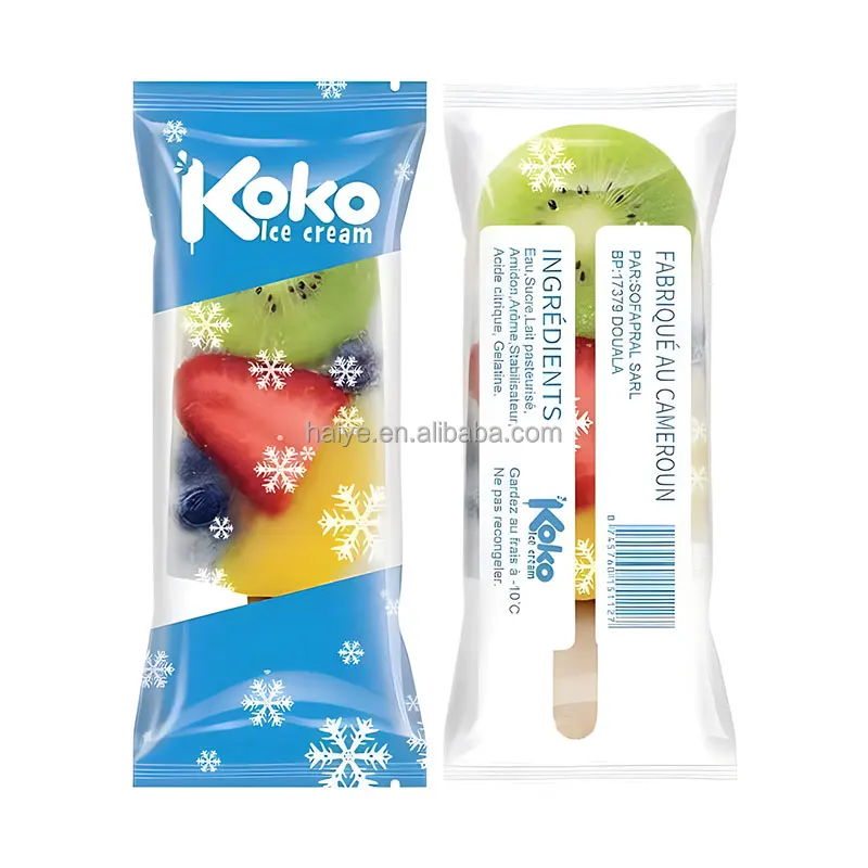Custom Printed Ice Popsicle Packaging Bags Food Grade Ice Cream Popsicle Packaging with Tear Notch