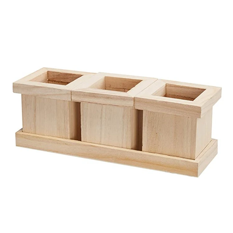 
Unfinished rustic 3piece set contracted handmade natual safe wooden box planter 