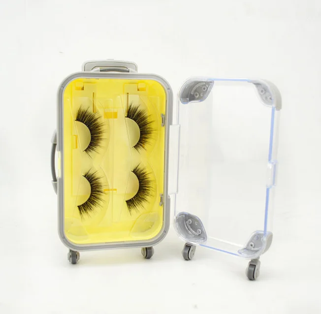 New Travel Suitcase 2 pairs Eyelash Box False Eyelash Packing Box Luggage Trolley Case