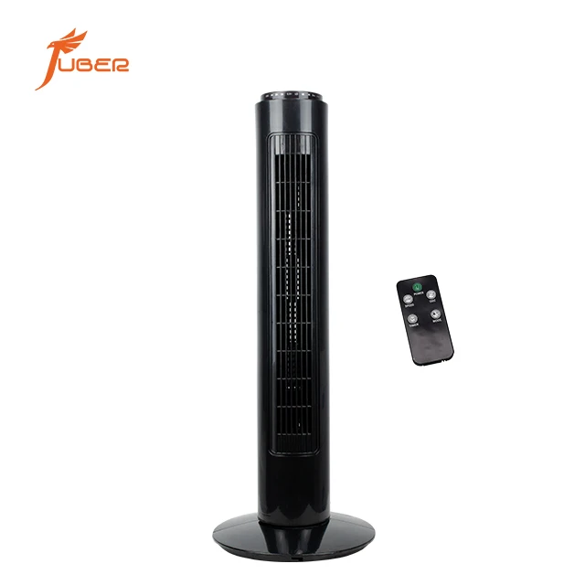 JUBER Remote Control Electric Pedestal Stand Fan Air Cooler Bladeless Fan Black Tower Fan