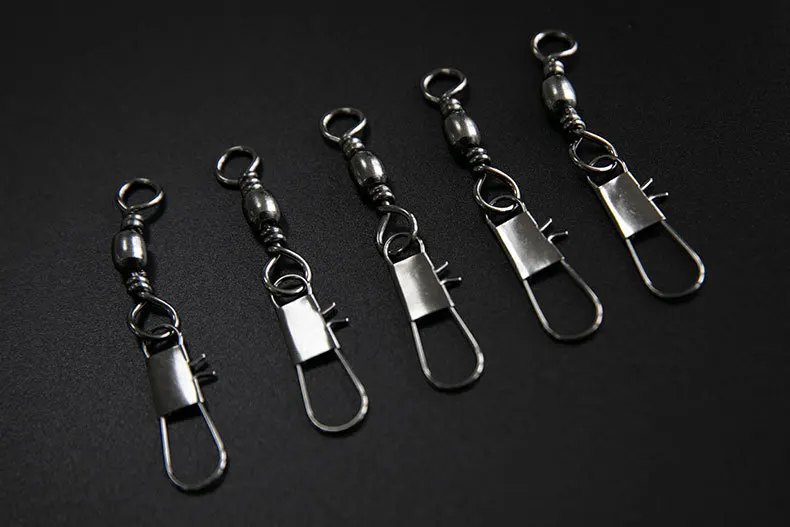 SEASKY Barrel Fishing Swivel With Safety Snap Fishing Lure Line Connector Snap Swivels Solid Ring Fishing Tackle Accessories