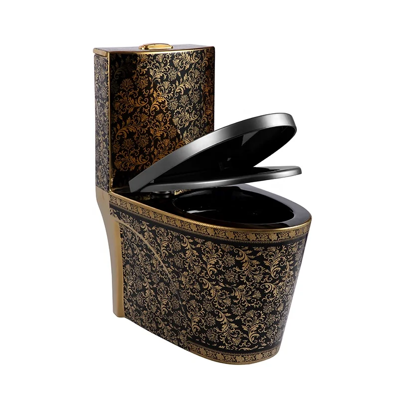Luxury High Quality Black Gold Toilets Set Bathroom Toilet Sink Combo Basin Toilet